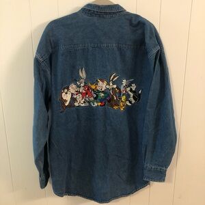 ACME Looney Tunes Blue Denim Shirt Embroiled Shirt M Unisex